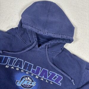 Y2K‎ Utah Jazz Hoodie Mens Large Blue NBA Basketball Pullover Sweatshirt Graphic
